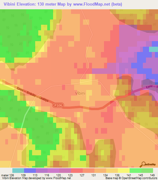 Vibini,Latvia Elevation Map