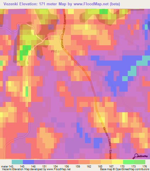 Vezenki,Latvia Elevation Map