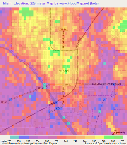 Miami,US Elevation Map