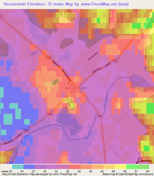 Vecumnieki,Latvia Elevation Map