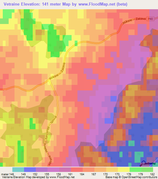 Vetraine,Latvia Elevation Map