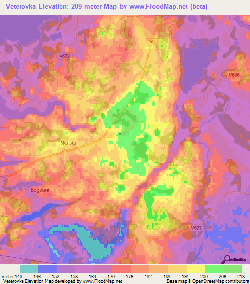 Veterovka,Latvia Elevation Map