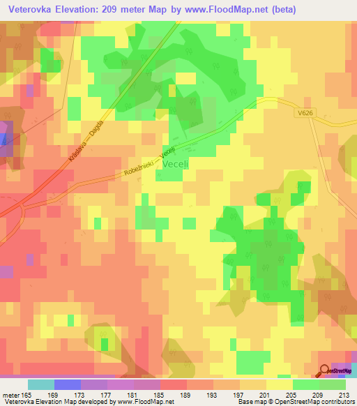 Veterovka,Latvia Elevation Map