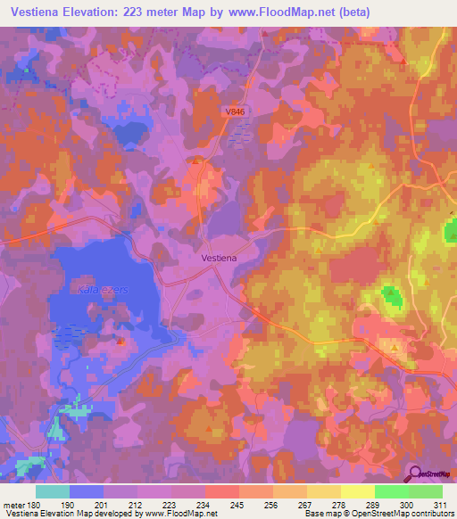 Vestiena,Latvia Elevation Map