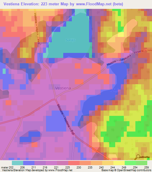 Vestiena,Latvia Elevation Map