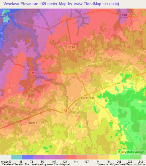 Veselava,Latvia Elevation Map