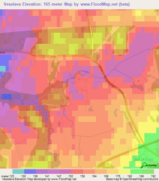 Veselava,Latvia Elevation Map