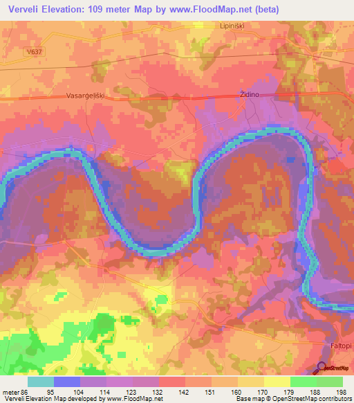 Verveli,Latvia Elevation Map