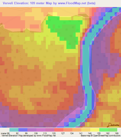 Verveli,Latvia Elevation Map