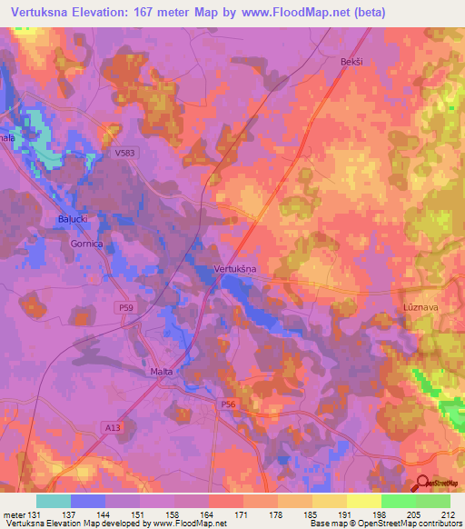 Vertuksna,Latvia Elevation Map