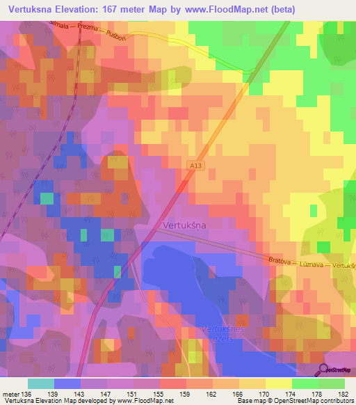 Vertuksna,Latvia Elevation Map