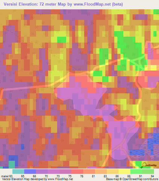 Versisi,Latvia Elevation Map