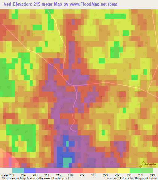 Veri,Latvia Elevation Map