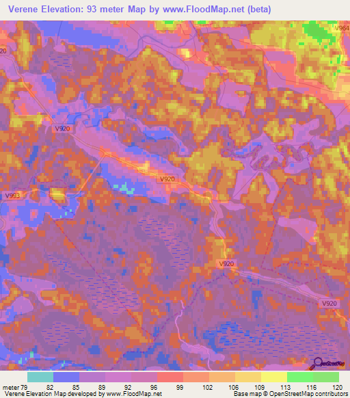 Verene,Latvia Elevation Map