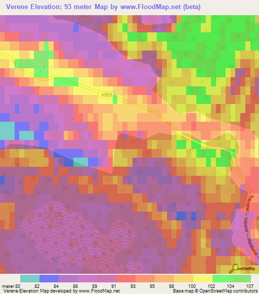 Verene,Latvia Elevation Map