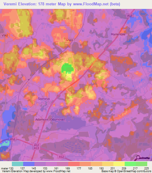 Veremi,Latvia Elevation Map