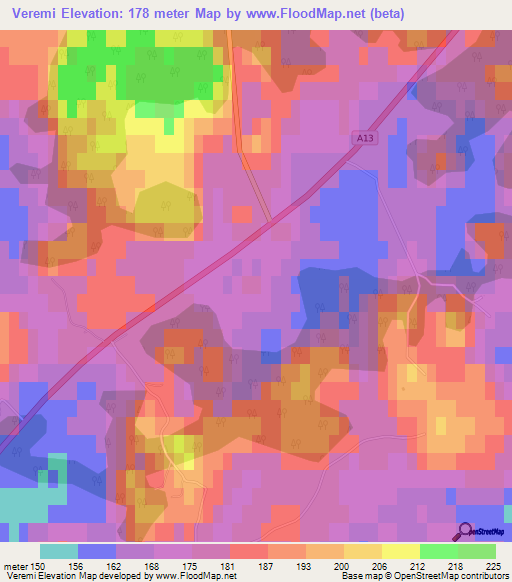 Veremi,Latvia Elevation Map