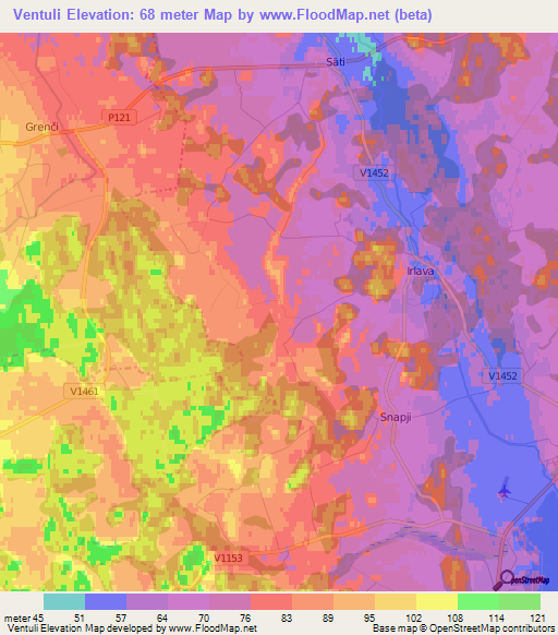 Ventuli,Latvia Elevation Map