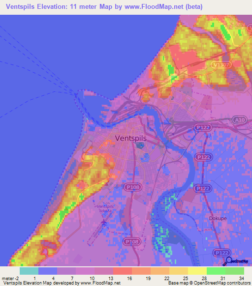 Ventspils,Latvia Elevation Map