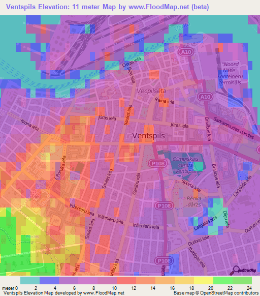 Ventspils,Latvia Elevation Map