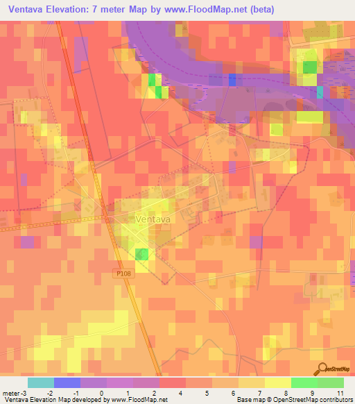 Ventava,Latvia Elevation Map