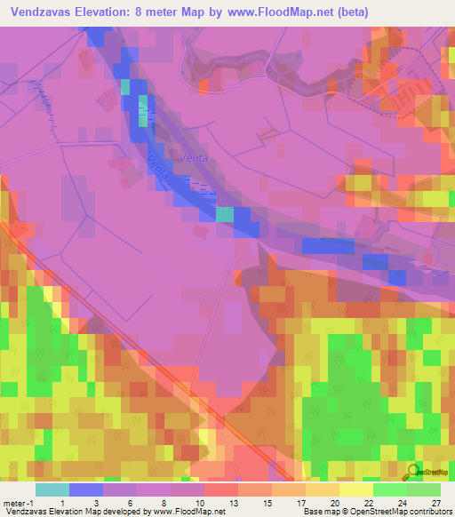 Vendzavas,Latvia Elevation Map