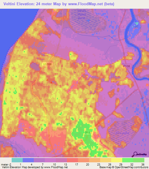 Veltini,Latvia Elevation Map