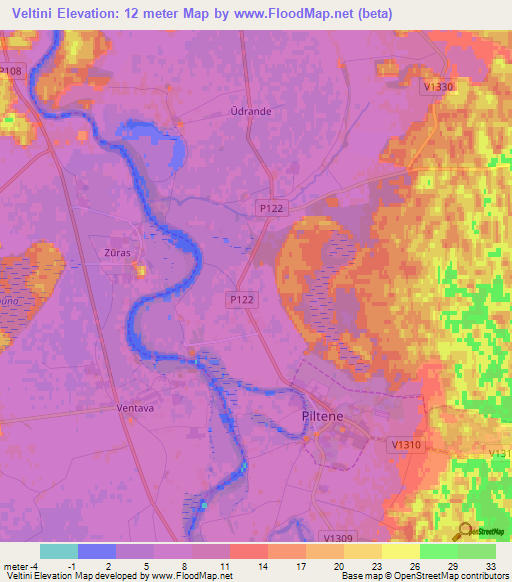 Veltini,Latvia Elevation Map