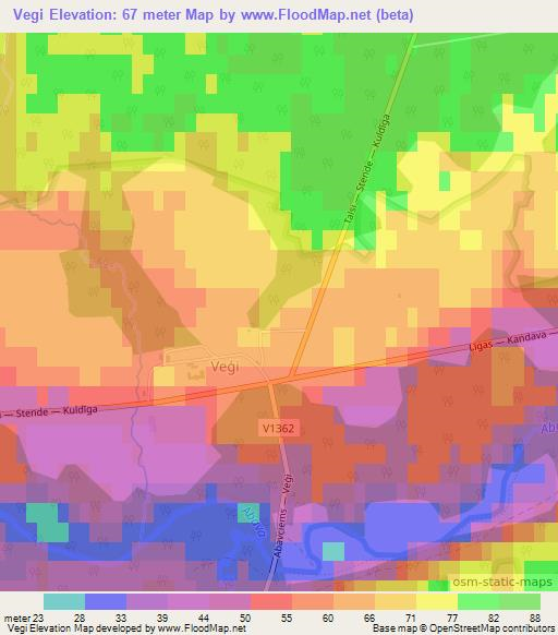 Vegi,Latvia Elevation Map