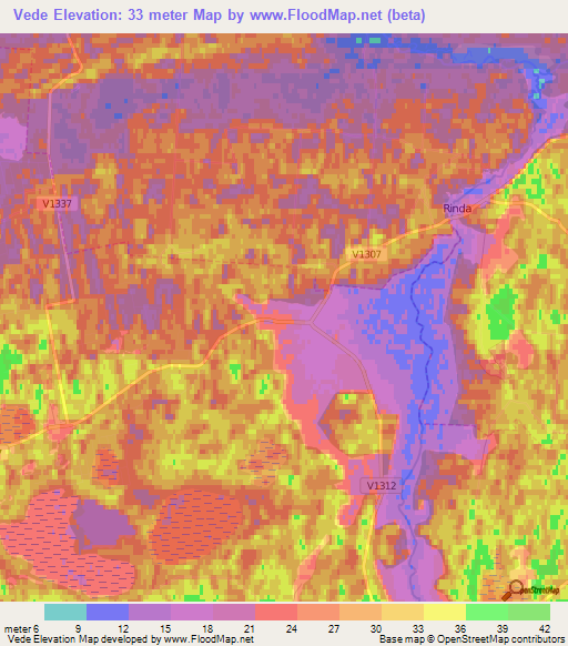 Vede,Latvia Elevation Map