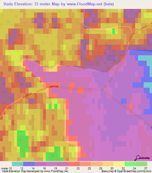 Vede,Latvia Elevation Map