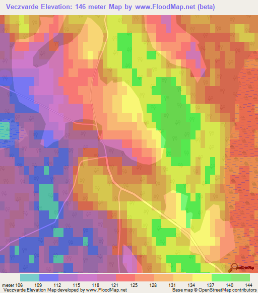 Veczvarde,Latvia Elevation Map