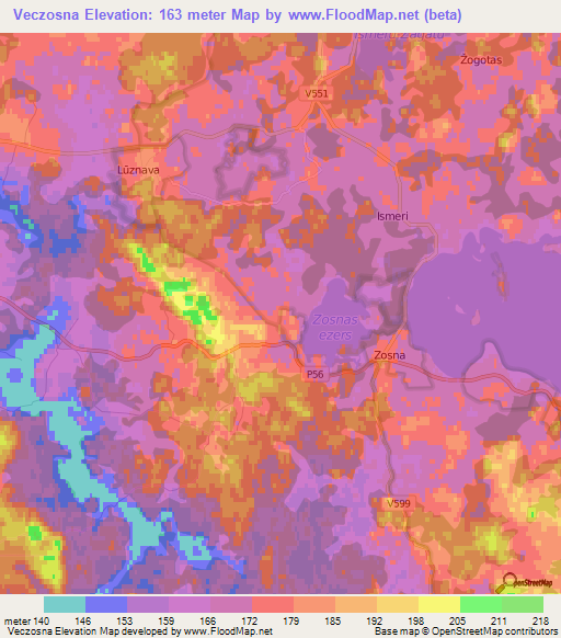 Veczosna,Latvia Elevation Map