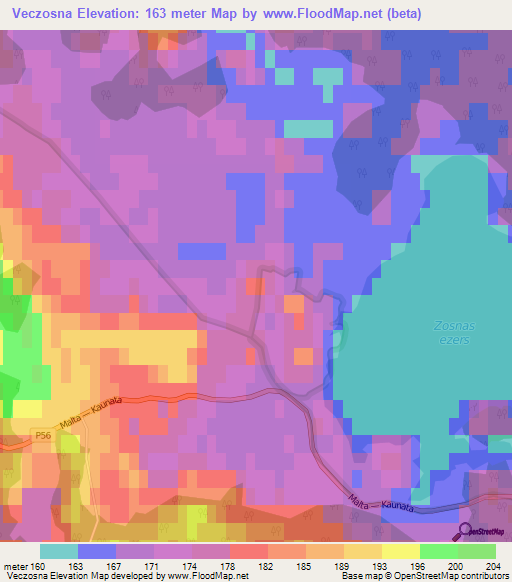 Veczosna,Latvia Elevation Map