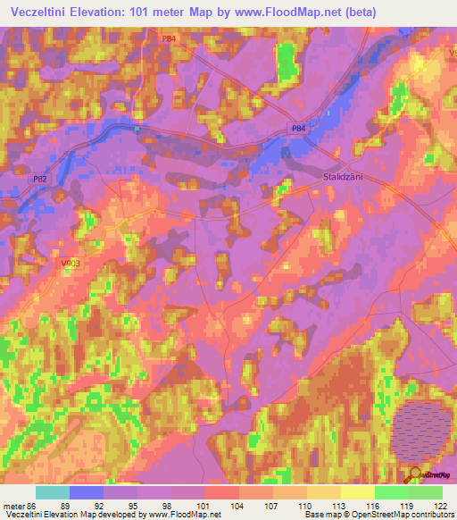 Veczeltini,Latvia Elevation Map