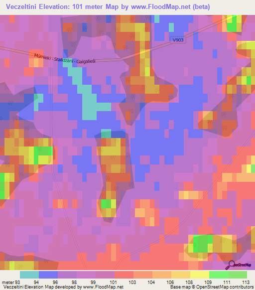 Veczeltini,Latvia Elevation Map