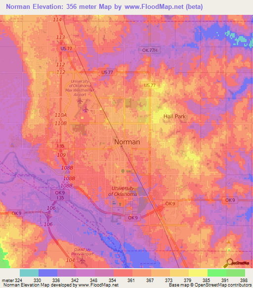 Norman,US Elevation Map