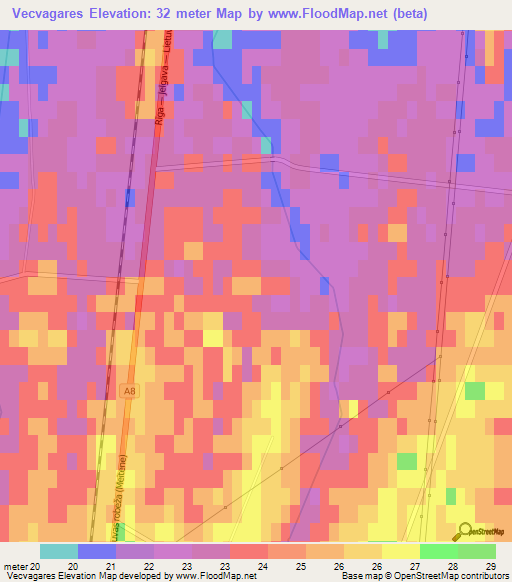 Vecvagares,Latvia Elevation Map