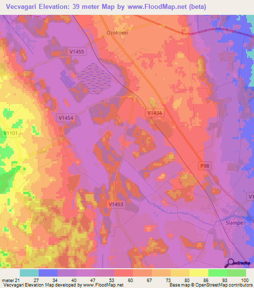 Vecvagari,Latvia Elevation Map