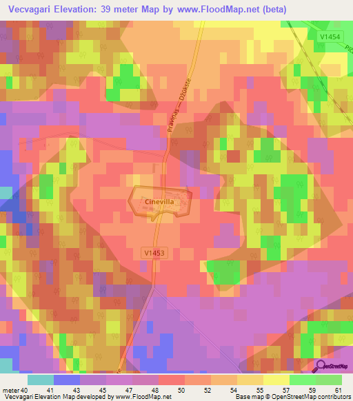 Vecvagari,Latvia Elevation Map