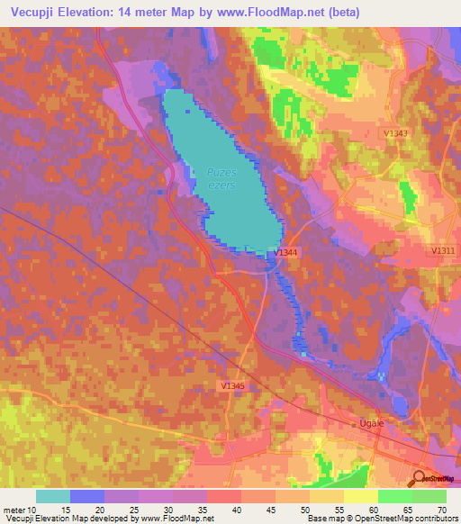 Vecupji,Latvia Elevation Map