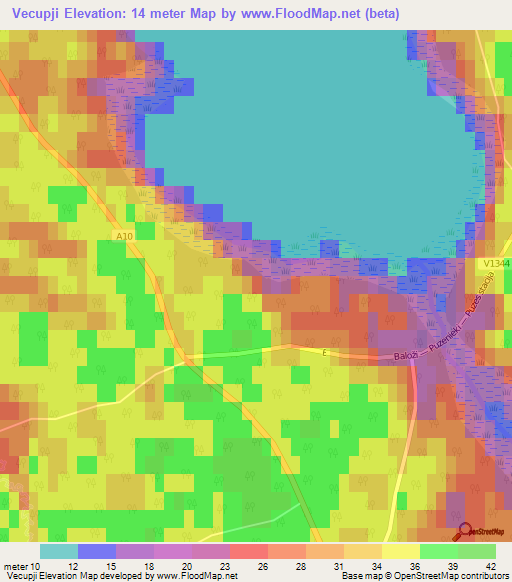 Vecupji,Latvia Elevation Map