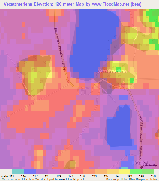 Vecstameriena,Latvia Elevation Map