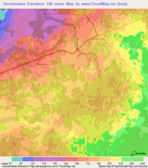 Vecslavekas,Latvia Elevation Map