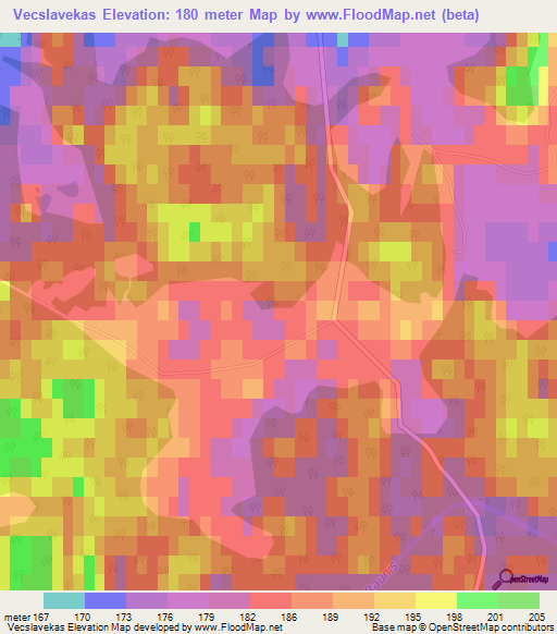 Vecslavekas,Latvia Elevation Map