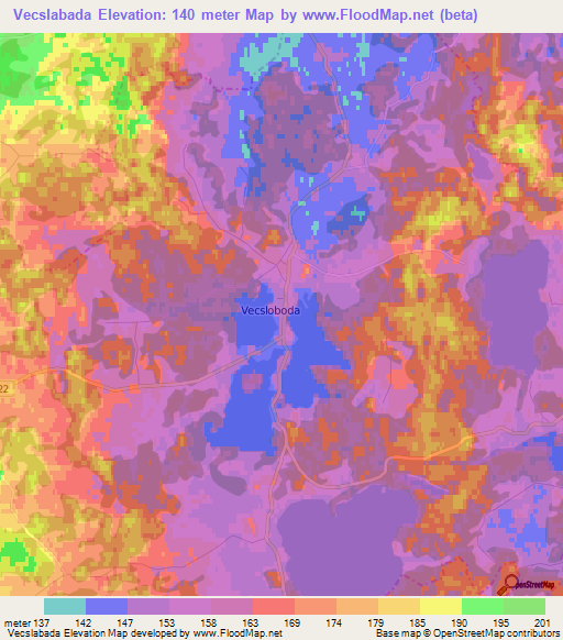 Vecslabada,Latvia Elevation Map