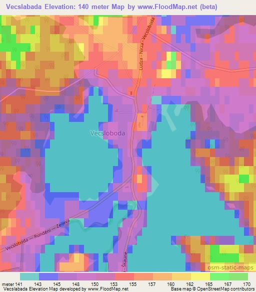 Vecslabada,Latvia Elevation Map