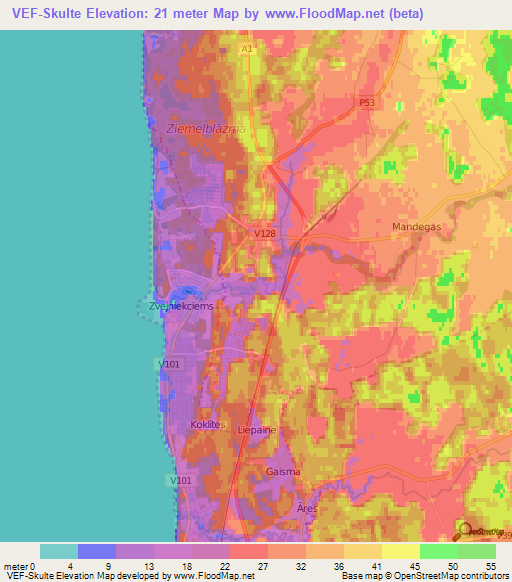 VEF-Skulte,Latvia Elevation Map