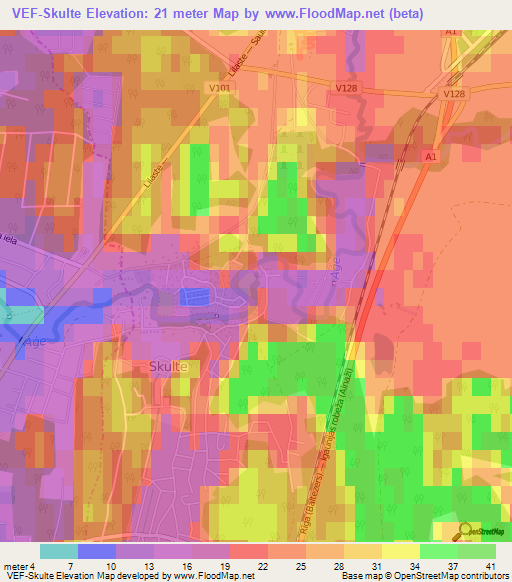 VEF-Skulte,Latvia Elevation Map