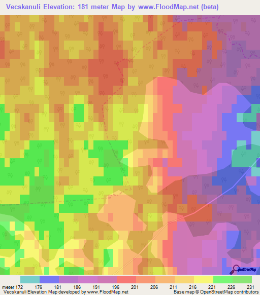 Vecskanuli,Latvia Elevation Map